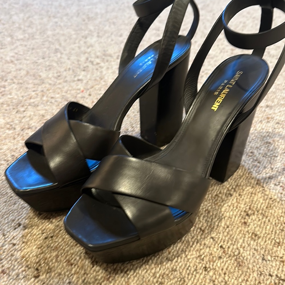 Saint Laurent Black Farrah 80 Platform Sandals